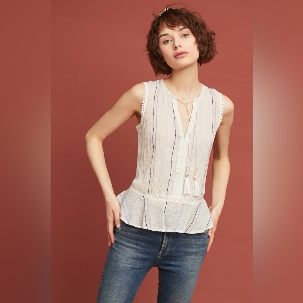Michael Stars Anthropologie Peplum Ivory Top NWT